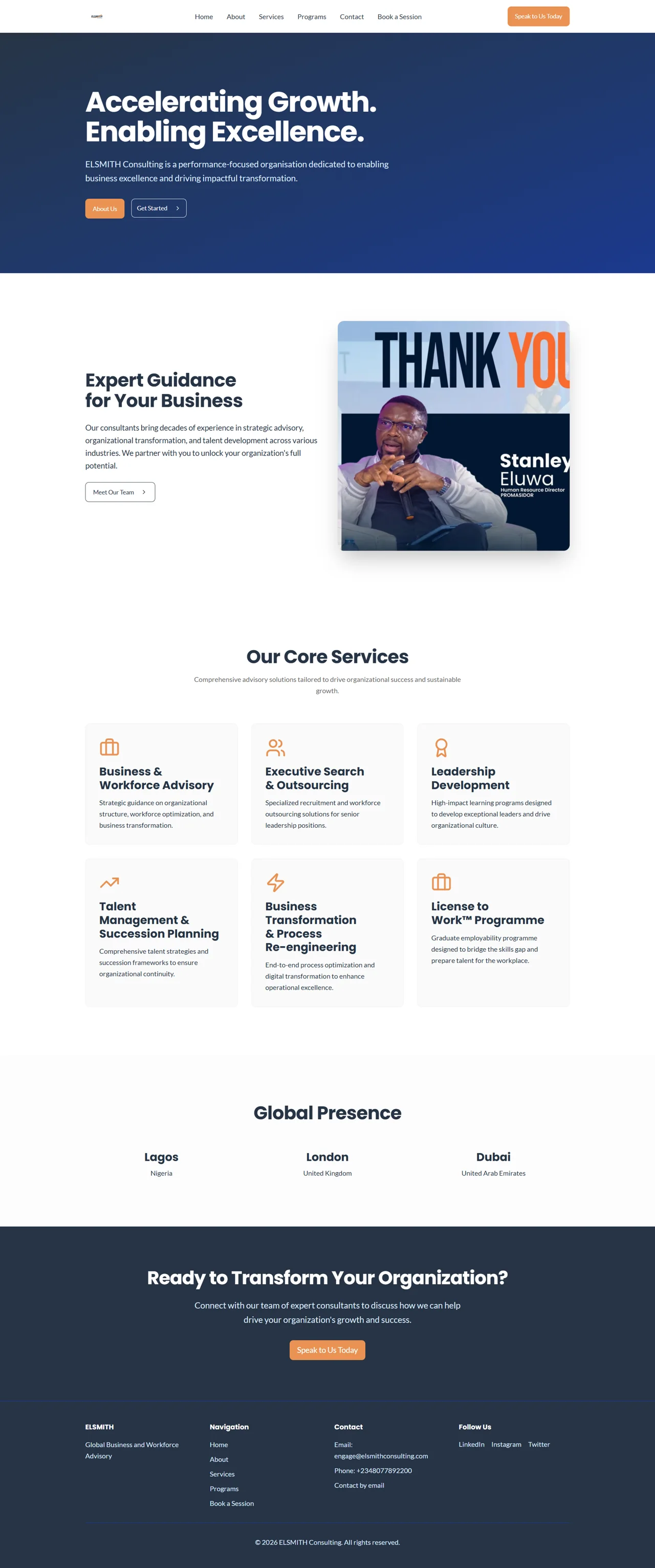 Elsmith Consulting complete website design