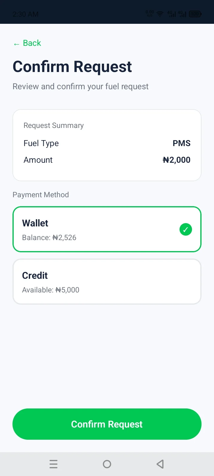 GoFuel fuel assist screenshot