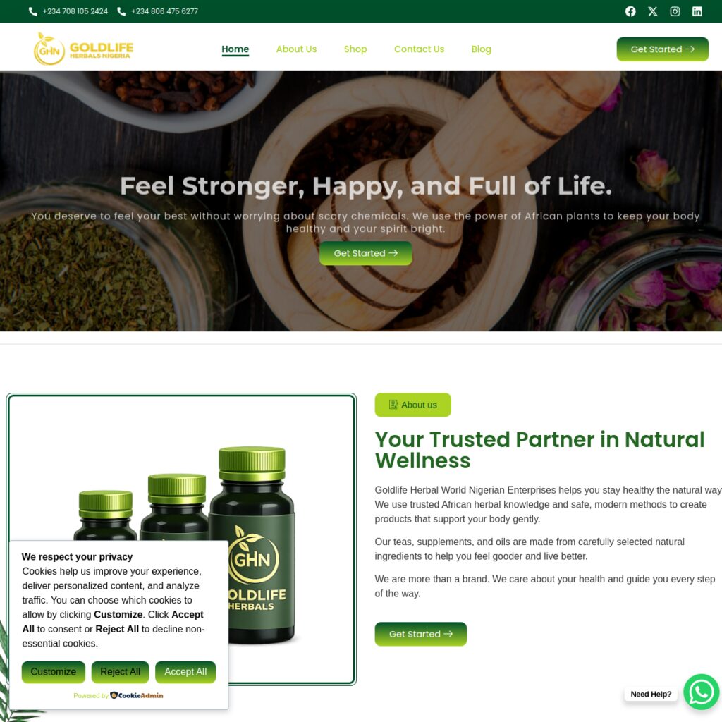 Goldlife Herbal project design