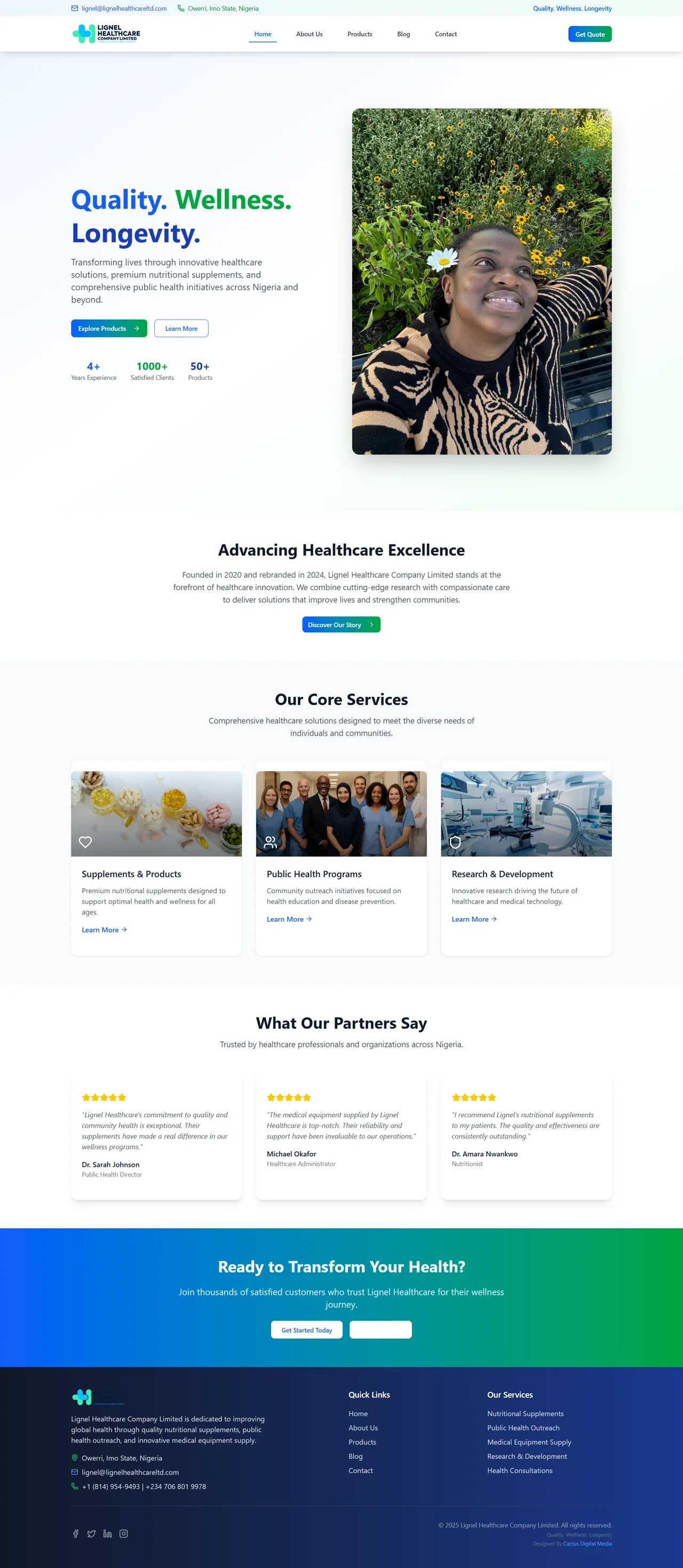 Lignel Healthcare complete website design